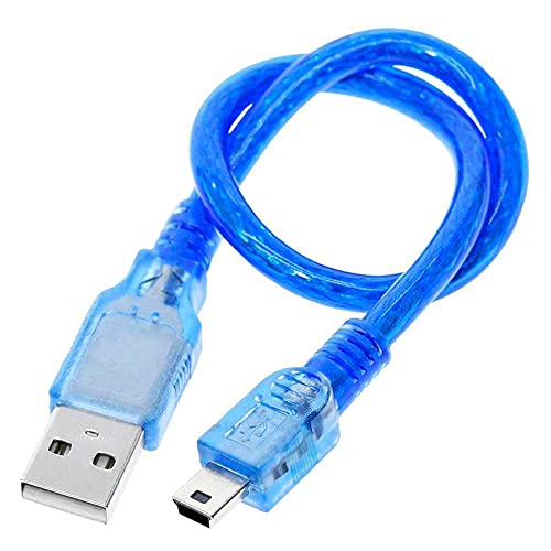 OcioDual USB Typ A 2.0 auf Mini B 5 Polig Pin 30 cm Stecket Laden Daten Kabel Male Cable Blau Kompatibel mit Nano V3.0 von OcioDual