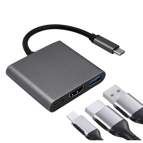 OcioDual USB Typ C 3.1 zu HDTV und USB Typ A Video Audio Data Konverter Kabel Cable Grau Schwarz Multiport Adapter Digitaler Ladeanschluss Type C Golden von OcioDual