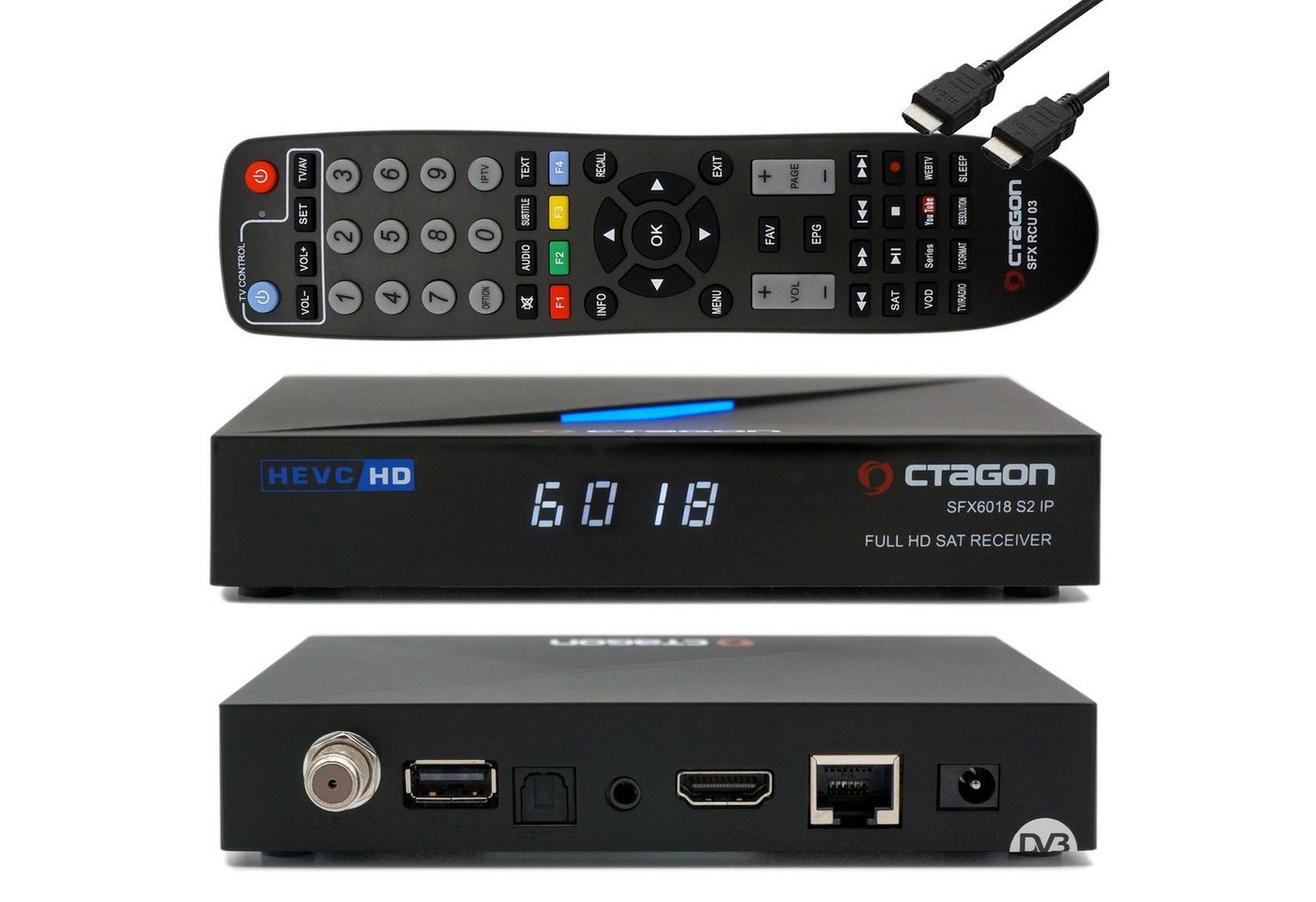 OCTAGON SFX6018 S2+IP - H.265 HEVC 1x DVB-S2 HD E2 Linux Smart Sat Receiver, SAT-Receiver von Octagon