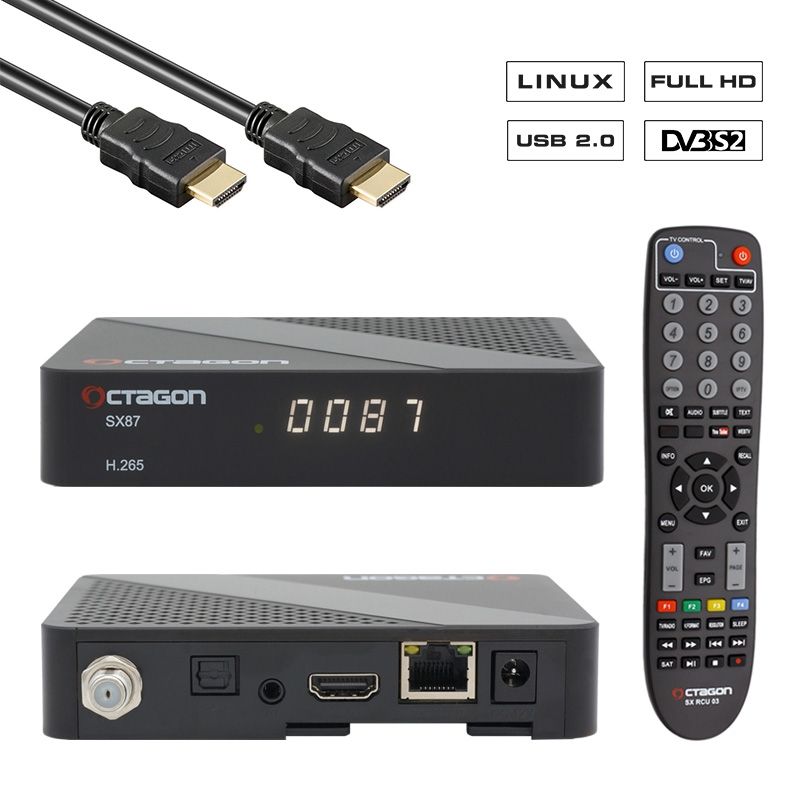 OCTAGON SX87 Full HD IP H.265 Linux HDMI USB LAN DVB-S2 Sat IP Receiver Schwarz OCTAGON SX87 Full HD IP H.265 Linux HDMI USB LAN DVB-S2 Sat IP Receiver Schwarz von Octagon