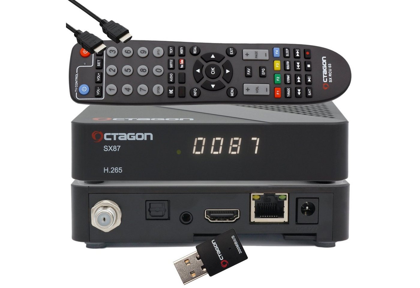 OCTAGON SX87 HD H.265 S2+IP HEVC Set-Top Box - Sat & Smart IPTV Receiver + SAT-Receiver von Octagon