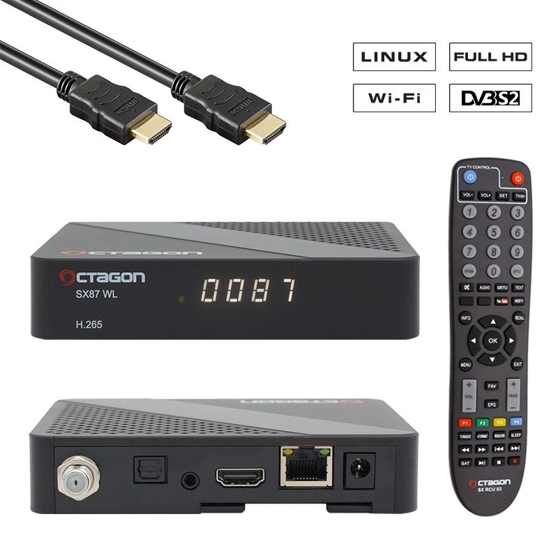 OCTAGON SX87 WL Full HD IP H.265 Linux WiFi LAN HDMI DVB-S2 Sat IP Receiver Schwarz OCTAGON SX87 WL Full HD IP H.265 Linux WiFi LAN HDMI DVB-S2 Sat IP Receiver Schwarz von Octagon