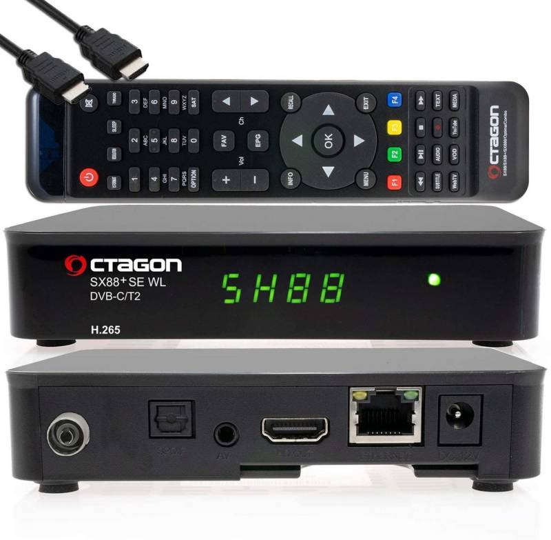 OCTAGON SX88+ SE WL H.265 HD Mini Hybrid-Receiver C/T2 + Smart IPTV Box Kabel-Receiver von Octagon