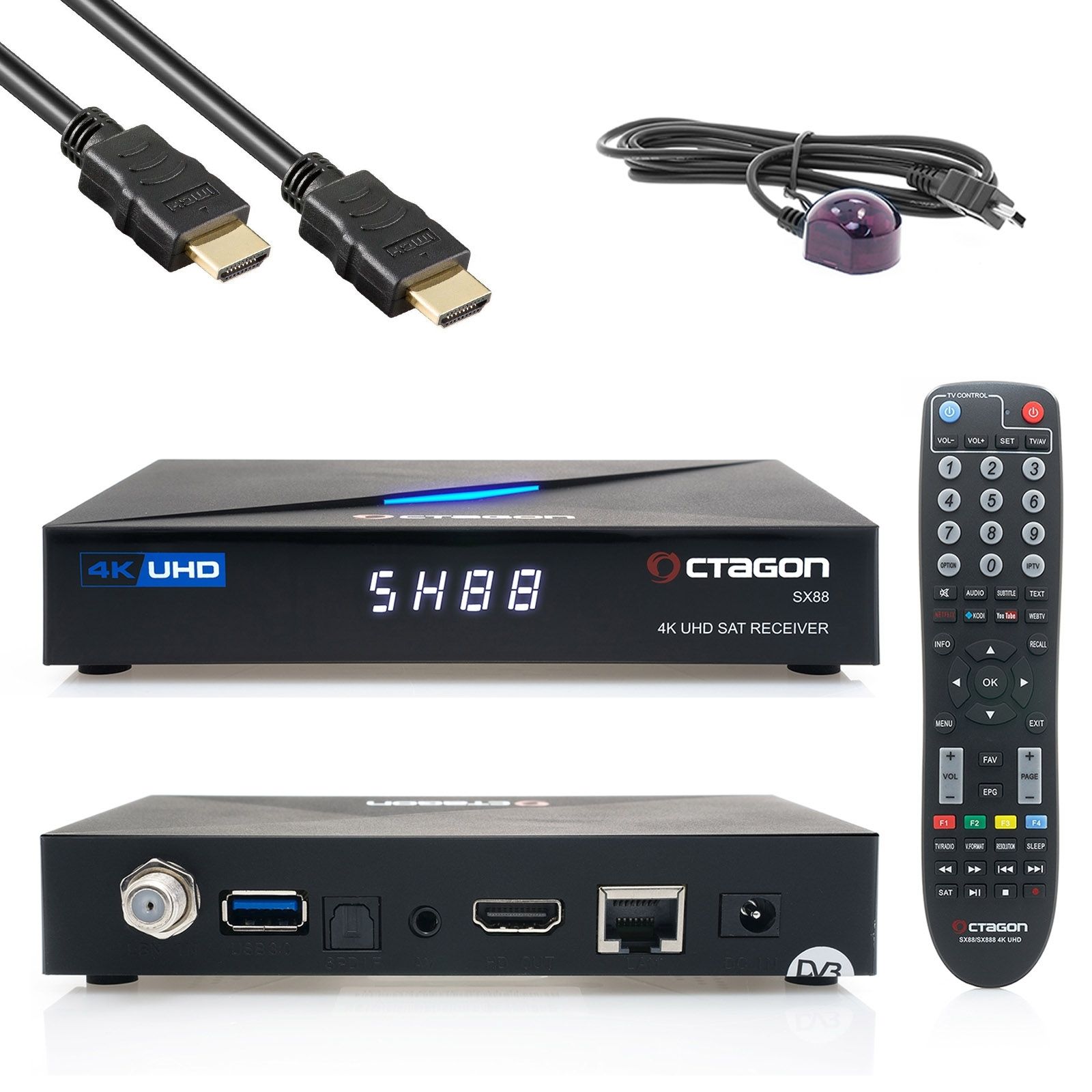 OCTAGON SX88 4K UHD S2+IP Multistream SAT Receiver + 300 Mbits Wifi Stick OCTAGON SX88 4K UHD S2+IP Multistream SAT Receiver + 300 Mbits Wifi Stick von Octagon