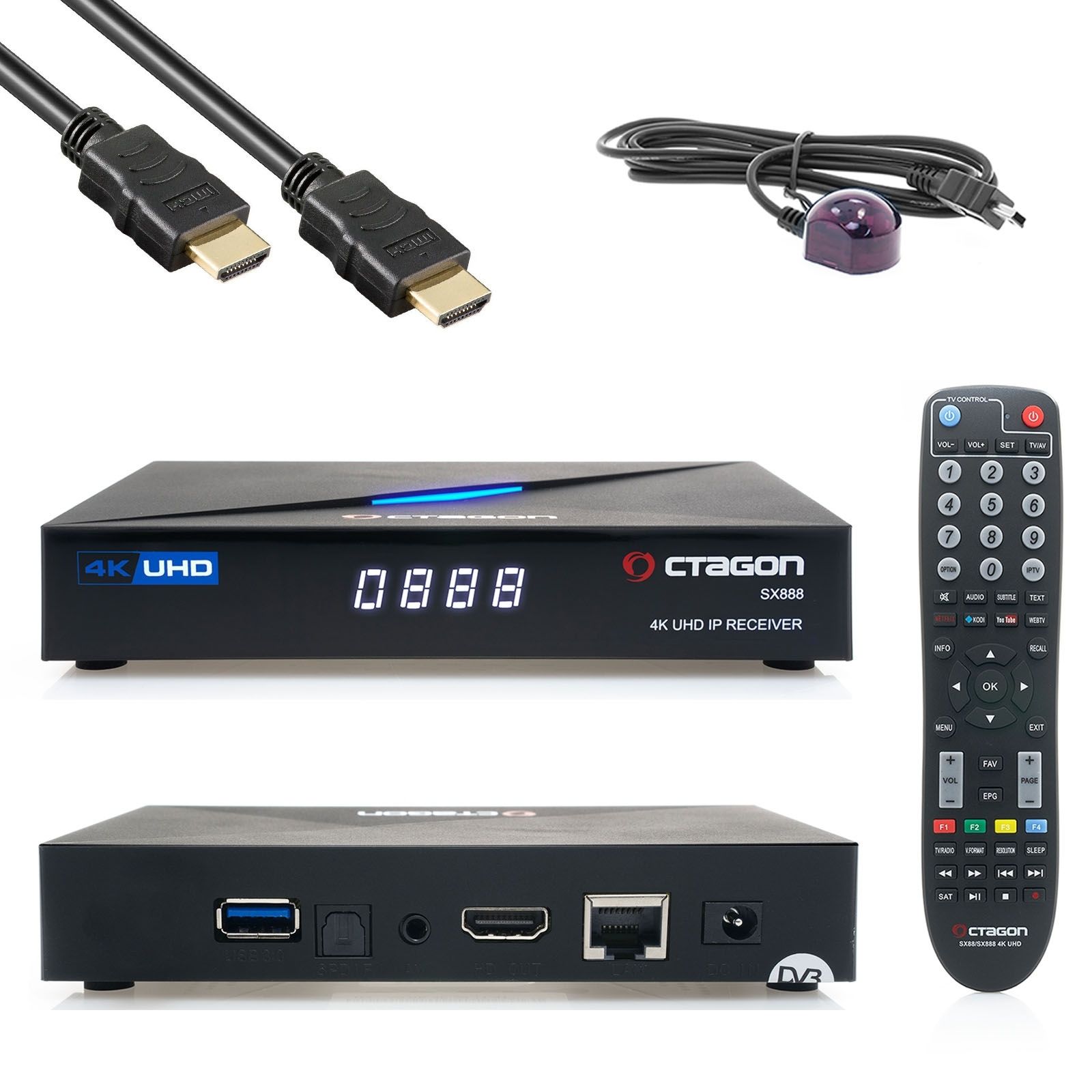 OCTAGON SX888 4K ULTRA HD IP HDMI USB H.265 Stalker Multistream IPTV Receiver + 150 Mbit/s WLAN von Octagon