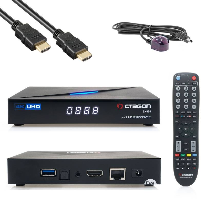 OCTAGON SX888 4K ULTRA HD IP HDMI USB H.265 Stalker Multistream IPTV Receiver + 300 Mbit/s WLAN von Octagon