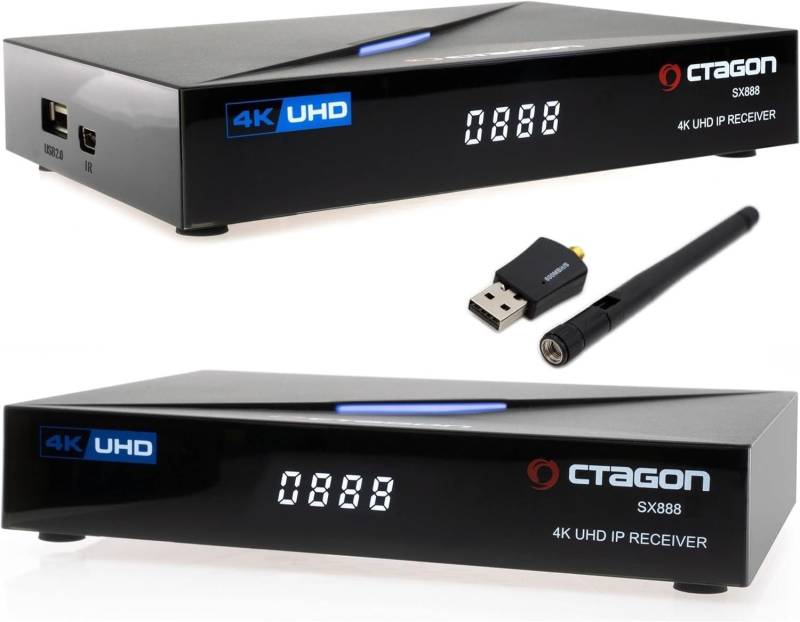 OCTAGON SX888 4K ULTRA HD IP HDMI USB H.265 Stalker Multistream IPTV Receiver + 600 Mbit/s WLAN von Octagon