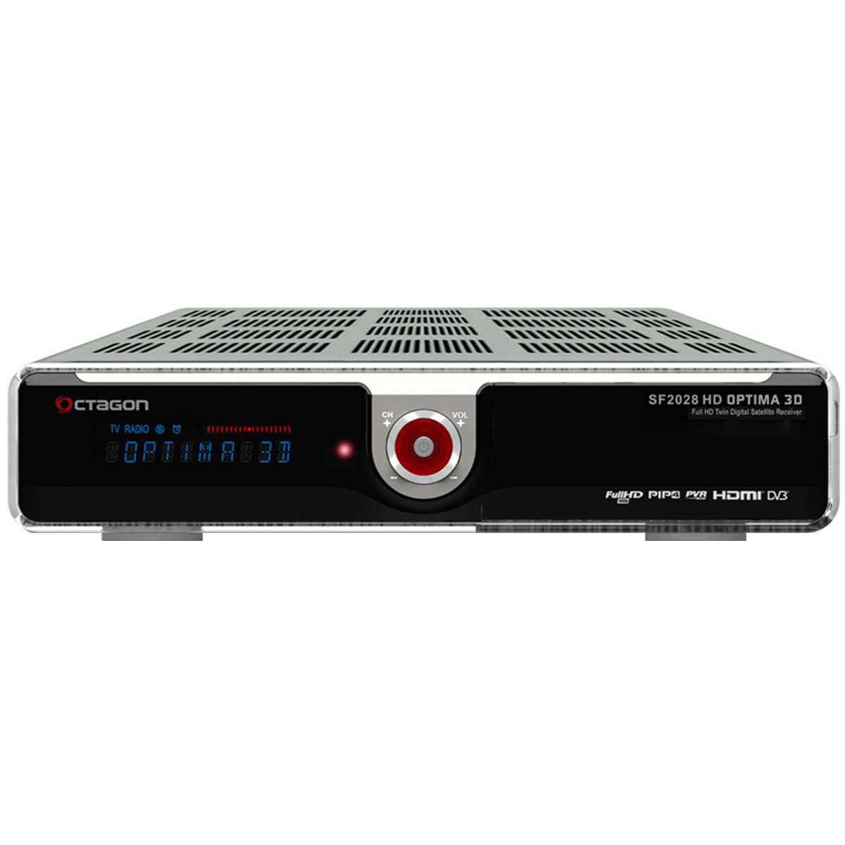 Octagon SF2028 HD Optima 3D Full HD Twin Sat Receiver (2x DVB-S2 1080p USB HDMI LAN silber) von Octagon