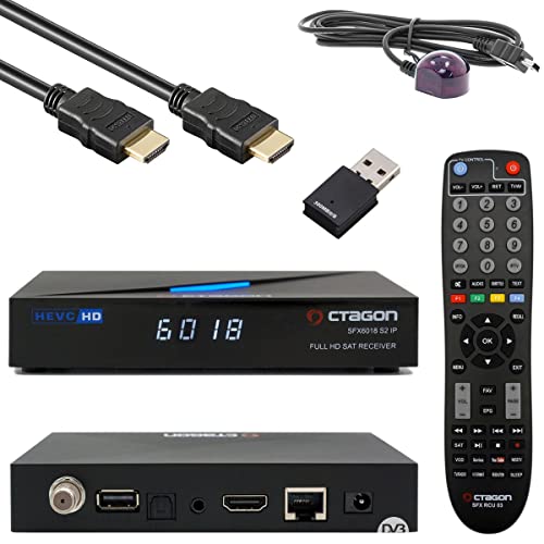 Octagon SFX6018 S2+IP Full HD Sat IP-Receiver mit 300Mbit/s WLAN Stick (Linux E2 & Define OS, DVB-S2, 1080p, H.265, HDMI 1.4b, USB 2.0, WLAN, LAN, Kartenleser, Aufnahmefunktion, NONIC HDMI-Kabel) von Octagon