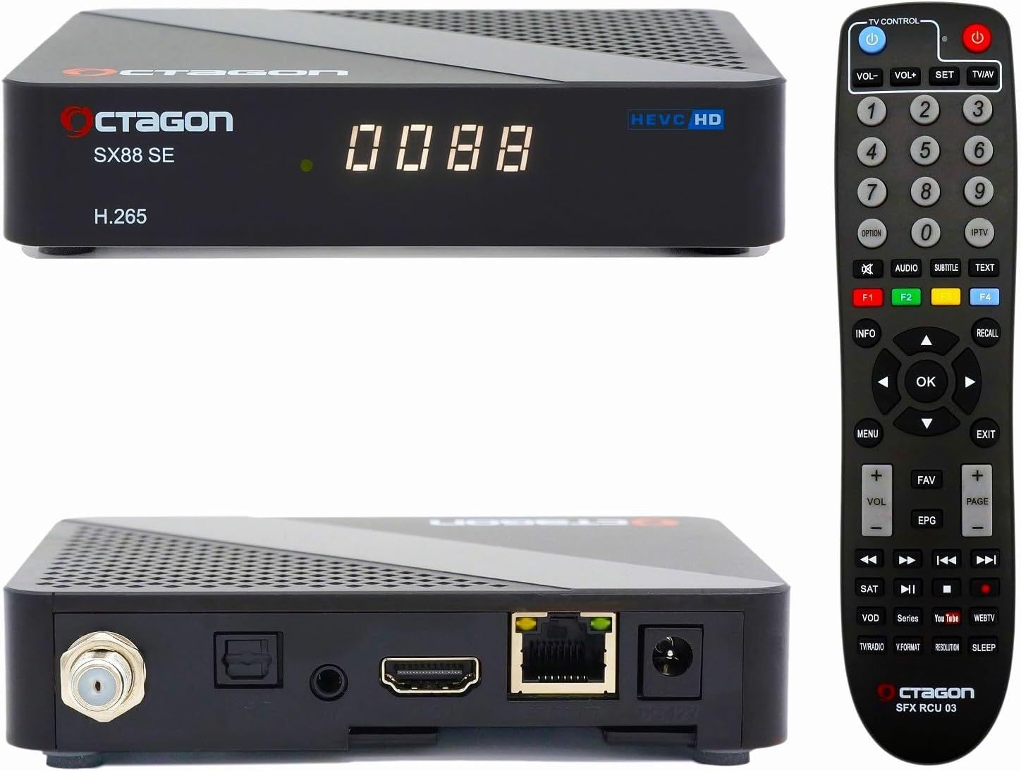 Octagon SX88 SE V2 Full HD Sat IP-Receiver (DVB-S2, Kartenleser, USB, HDMI, Schwarz) von Octagon