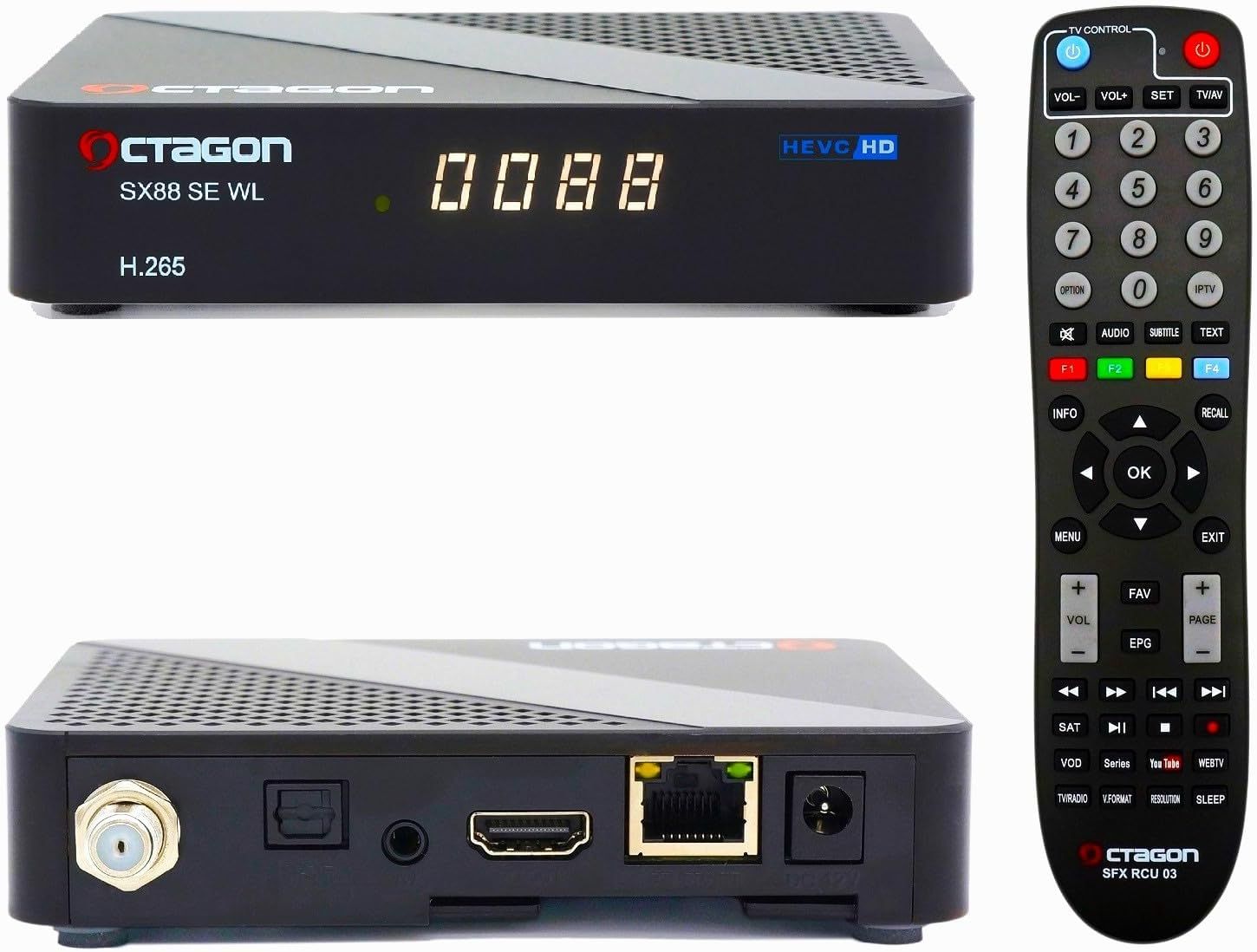 Octagon SX88 SE V2 WL Full HD Sat IP-Receiver DVB-S2, 2.4GHz WiFi, Kartenleser, USB, HDMI, Schwarz von Octagon