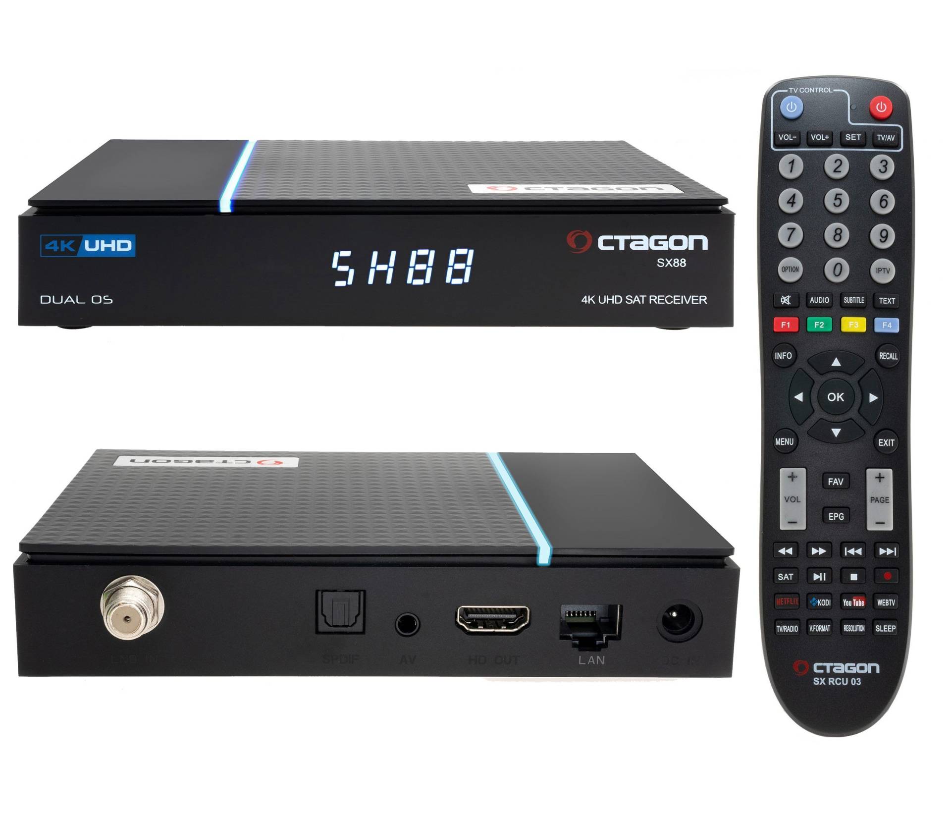 Octagon SX88 V2 4K UHD Sat IP-Receiver Linux E2 + Define OS, DVB-S2, Kartenleser, HDMI, Schwarz Octagon SX88 V2 4K UHD Sat IP-Receiver Linux E2 + Define OS, DVB-S2, Kartenleser, HDMI, Schwarz von Octagon