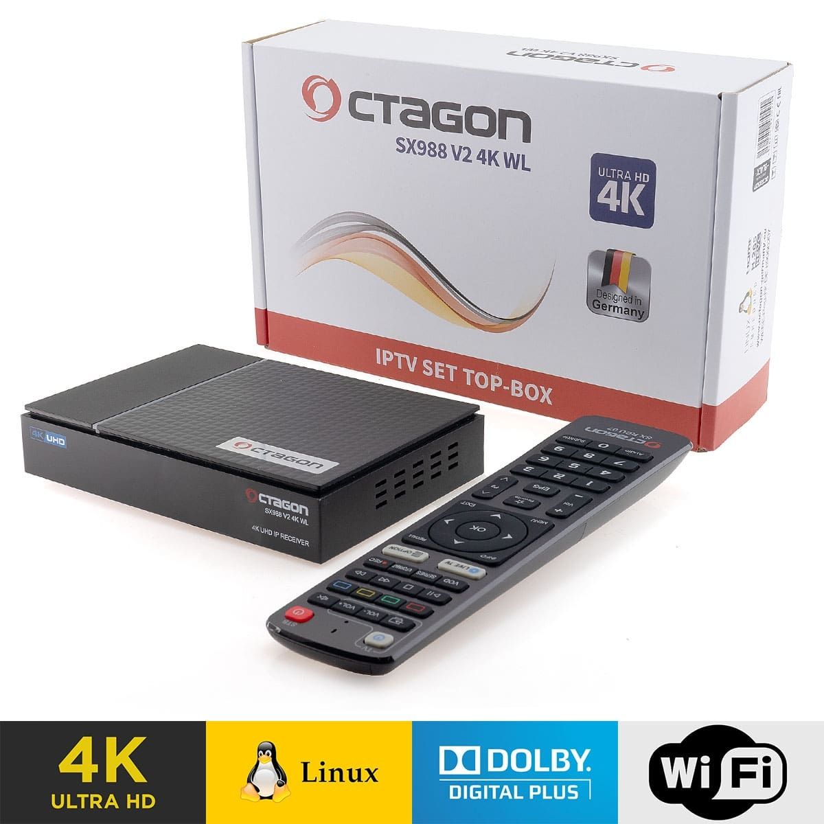 Octagon SX988 V2 4K WL UHD Linux IP-Receiver Dolby Digital+, Dual-WiFi, LAN Octagon SX988 V2 4K WL UHD Linux IP-Receiver Dolby Digital+, Dual-WiFi, LAN von Octagon