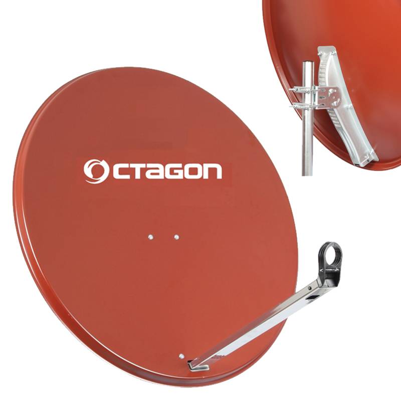 Octagon Sat Antenne Satspiegel Aluminium Click System Ziegelrot 65cm von Octagon