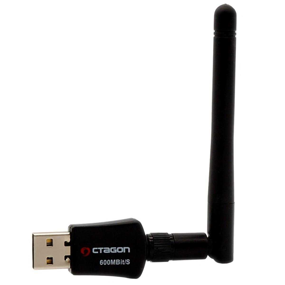 Octagon WL618 Optima WLAN Adapter mit Antenne (600 MBit/s 2.4 & 5 GHz Dual-Band USB 2.0 schwarz) von Octagon