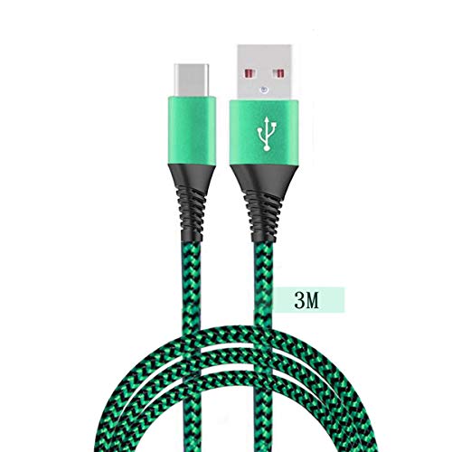 USB Typ C Kabel 5A/3A Ultraschnelles Laden USB-C Lade Nylon Geflochtenes Kabel Aluminiumgehäuse Kompatibel mit Huawei P30 / P20, Xiaomi Note 9 8 S8 Plus, LG V30 V20 G6,Samsung S10 S9 usw. (Grün+300CM) von Octelect