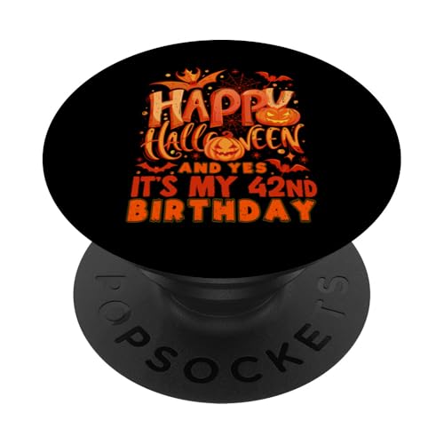 Halloween und es ist mein 42. Geburtstag! 42 Jahre alt Halloween PopSockets Klebender PopGrip von October Birthday and Halloween Birthday Design