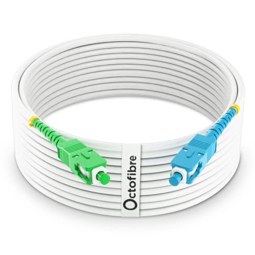 Octofibre - Glasfaserkabel Freebox – 15 m – verstärkt mit Kevlar-Abschirmung – Verlängerung/Strap Glasfaser – SC APC auf SC UPC – 10 Jahre Garantie von Octofibre