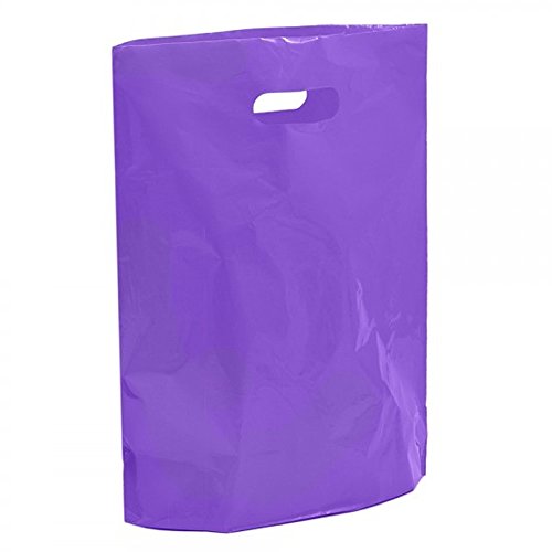 50 lila Plastik-Tragetaschen – 38,1 x 45,7 x 7,6 cm große farbige Tasche – wiederverwendbar für den Einzelhandel Markt Traders Mode farbige Tragetaschen von Octopus Crafts