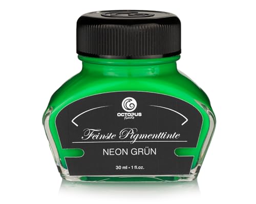 OCTOPUS Textmarkertinte für Füller, fluoreszierende Neontinte für Füllhalter zum Schreiben und Markieren, Leuchttinte, Neon Grün, 30 ml von Octopus Fluids