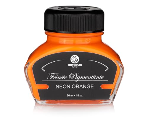 OCTOPUS Textmarkertinte für Füller, fluoreszierende Neontinte für Füllhalter zum Schreiben und Markieren, Leuchttinte, Neon Orange, 30 ml von Octopus Fluids