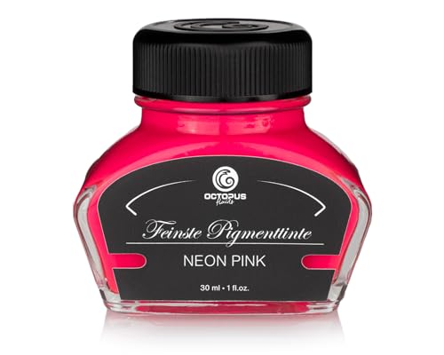 OCTOPUS Textmarkertinte für Füller, fluoreszierende Neontinte für Füllhalter zum Schreiben und Markieren, Leuchttinte, Neon Pink, 30 ml von Octopus Fluids