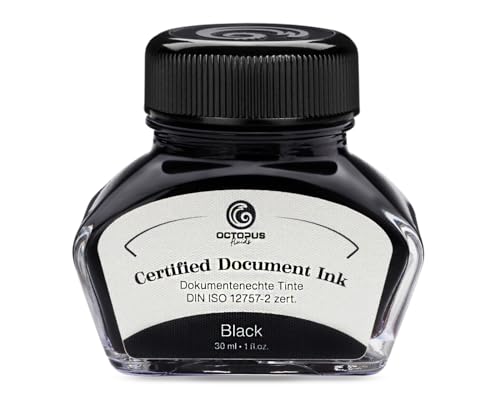 Octopus Fluids Document Ink black, dokumentenechte Tinte, zertifiziert nach DIN ISO 12757-2, schwarz, 30 ml von Octopus Fluids