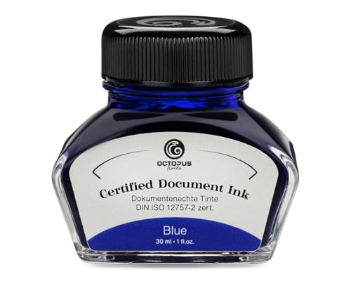 Octopus Fluids Document Ink blue, dokumentenechte Tinte, zertifiziert nach DIN ISO 12757-2, blau, 30 ml von Octopus Fluids