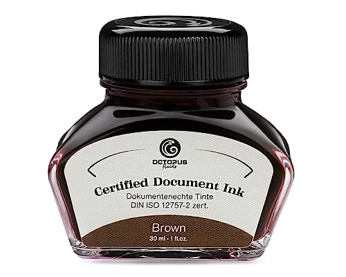 Octopus Fluids Document Ink brown, dokumentenechte Tinte, zertifiziert nach DIN ISO 12757-2, braun, 30 ml von Octopus Fluids