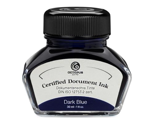 Octopus Fluids Document Ink dark blue, dokumentenechte Tinte, zertifiziert nach DIN ISO 12757-2, dunkelblau, 30 ml von Octopus Fluids