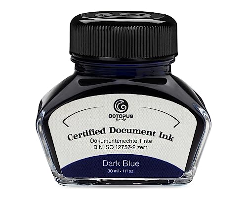 Octopus Fluids Document Ink dark blue, dokumentenechte Tinte, zertifiziert nach DIN ISO 12757-2, dunkelblau, 30 ml von Octopus Fluids