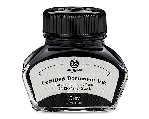 Octopus Fluids Document Ink grey, dokumentenechte Tinte, zertifiziert nach DIN ISO 12757-2, grau, 30 ml von Octopus Fluids