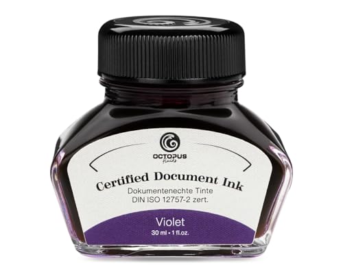 Octopus Fluids Document Ink violet, dokumentenechte Tinte, zertifiziert nach DIN ISO 12757-2, lila, 30 ml von Octopus Fluids