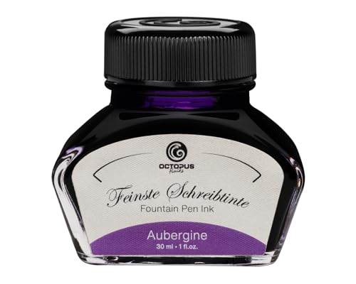 Octopus Fluids Füllhaltertinte, Schreibtinte für Füllhalter und Glasfedern, Kalligrafietinte, Füllertinte Aubergine, 30 ml im Tintenfass von Octopus Fluids