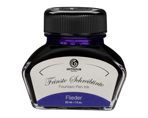 Octopus Fluids Füllhaltertinte im Tintenglas, Schreibtinte für Füllhalter, Füllertinte in Flieder 30ml im Tintenfass, Kalligraphie Tinte von Octopus Fluids