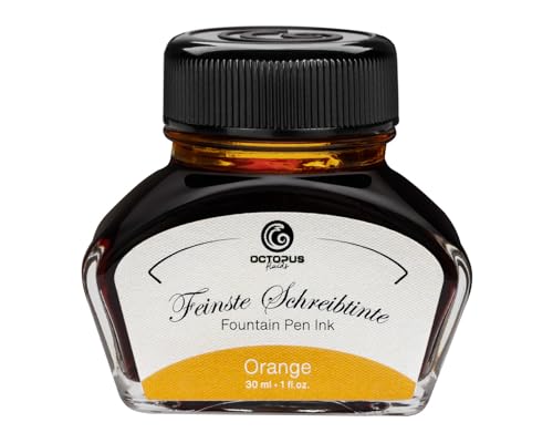 Octopus Fluids Füllhaltertinte im Tintenglas, Schreibtinte für Füllhalter, Füllertinte in Orange 30ml im Tintenfass, Kalligraphie Tinte von Octopus Fluids