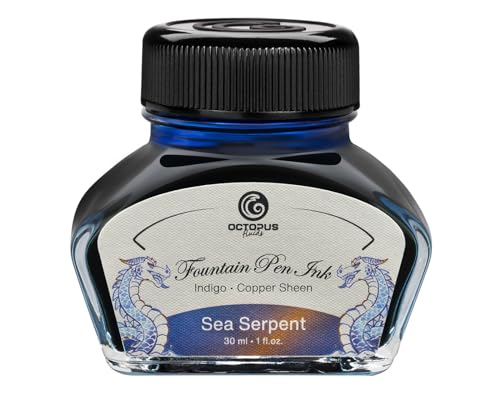 Octopus Fluids Sea Serpent Sheen Ink, Füllhaltertinte im Tintenglas, Sheen-Tinte, Blau, 30 ml von Octopus Fluids