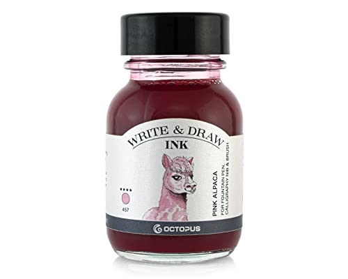 Octopus Write and Draw Ink 457 Pink Alpaca, wasserfeste Tinte zum Schreiben und Zeichnen, Kalligraphietinte, lichtechte Zeichentusche für Füllhalter, pink, 50 ml von Octopus Fluids