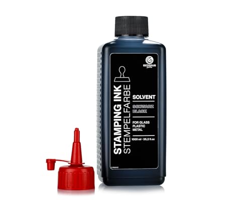 1000 ml Solvent Stempelfarbe schwarz, auf Lösemittelbasis für nichtsaugende und nichtporöse Untergründe, lasierend von Octopus