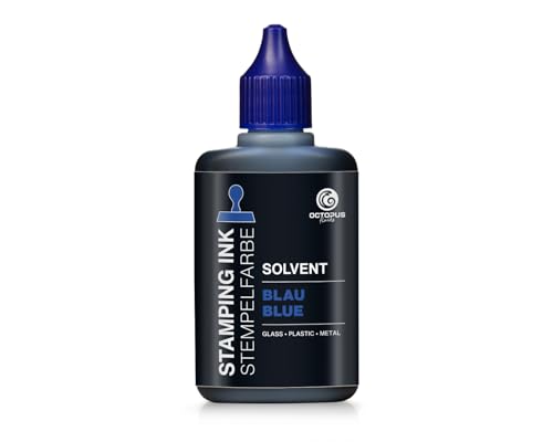 50 ml Solvent Stempelfarbe blau, wasserfest auf Lösemittelbasis für nichtsaugende und nichtporöse Untergründe, lasierend von Octopus