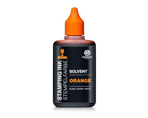 50 ml Solvent Stempelfarbe orange, wasserfest auf Lösemittelbasis für nichtsaugende und nichtporöse Untergründe, lasierend von Octopus