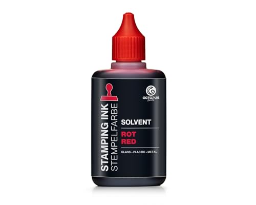 50 ml Solvent Stempelfarbe rot, wasserfeste Stempelfabe auf Lösemittelbasis für nichtsaugende und nichtporöse Untergründe, lasierend von Octopus