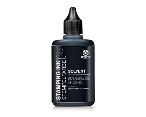50 ml Solvent Stempelfarbe schwarz, wasserfest auf Lösemittelbasis für nichtsaugende und nichtporöse Untergründe, lasierend von Octopus