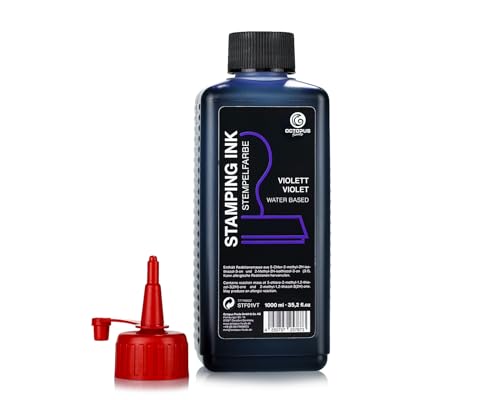 Octopus Fluids Stempelfarbe, Nachfüllfarbe zum Nachtränken von Stempelkissen und Stempelautomaten, 1000ml Stempelfarbe, violett ohne Öl von Octopus