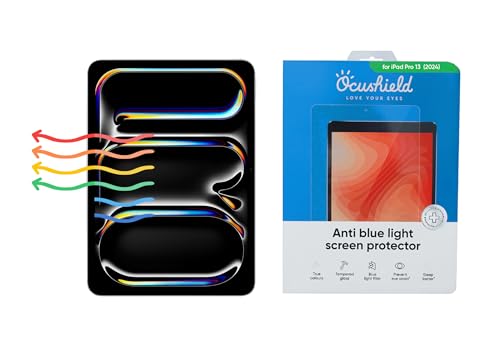 Ocushield Anti-Blaulicht-Displayschutzfolie aus gehärtetem Glas für Apple iPad Pro 13 Zoll (2024), Blaulichtfilter für iPad, blendfrei, schützt Ihre Augen und verbessert den Schlaf von Ocushield
