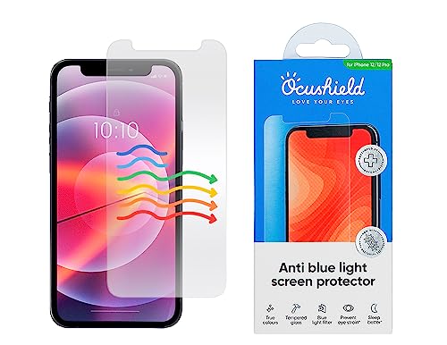 Ocushield Anti Blaulicht Schutzfolie kompatibel mit iPhone 12 | 12 Pro (6.1”) - Augenschutz mit Blaulichtfilter - Anerkanntes Medizinprodukt - Panzerglas Folie mit Blendschutz von Ocushield