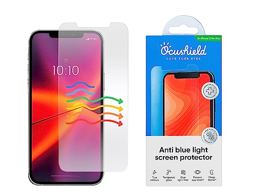 Ocushield Anti Blaulicht Schutzfolie kompatibel mit iPhone 12 Pro Max (6.7”) - Augenschutz mit Blaulichtfilter - Anerkanntes Medizinprodukt - Panzerglas Folie mit Blendschutz von Ocushield