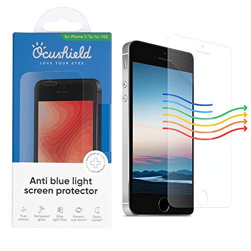 Ocushield Anti Blaulicht Schutzfolie kompatibel mit iPhone 5 | 5S | 5C | 5SE - Augenschutz mit Blaulichtfilter - Anerkanntes Medizinprodukt - Panzerglas Folie mit Blendschutz von Ocushield