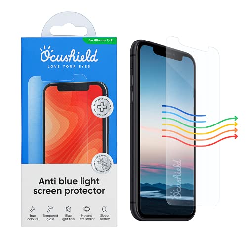 Ocushield Anti Blaulicht Schutzfolie kompatibel mit iPhone 7 | 8 - Augenschutz mit Blaulichtfilter - Anerkanntes Medizinprodukt - Panzerglas Folie mit Blendschutz von Ocushield