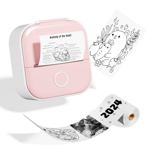 Odaro T02 Mini Drucker, Inkless Sticker Drucker Protable, Inkless Fotodrucker mit 1 Rolle Papier, Bluetooth Thermotaschendrucker für Notizen, Fotos, DIY Druck, Geburtstag, Rosa Odaro T02 Mini Drucker, Inkless Sticker Drucker Protable, Inkless Fotodrucker mit 1 Rolle Papier, Bluetooth Thermotaschendrucker für Notizen, Fotos, DIY Druck, Geburtstag, Rosa von Odaro